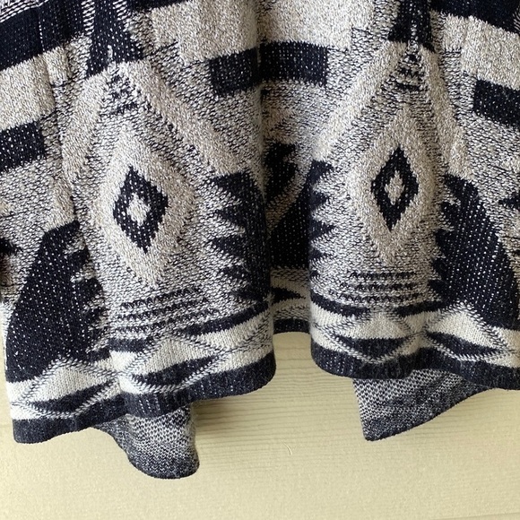 Lucky Brand Geometric Open Front Drape Cardigan Black/Gray - Picture 5 of 11